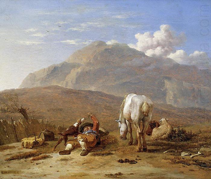 Karel Dujardin Southern landscape with young shepherd and dog china oil painting image